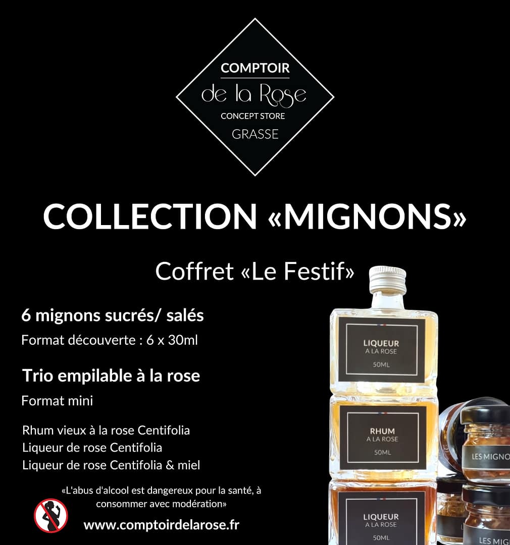 PLV explicative pour les packagings produits du coffret Le Festif du Comptoir de la Rose par Pierre Fayard