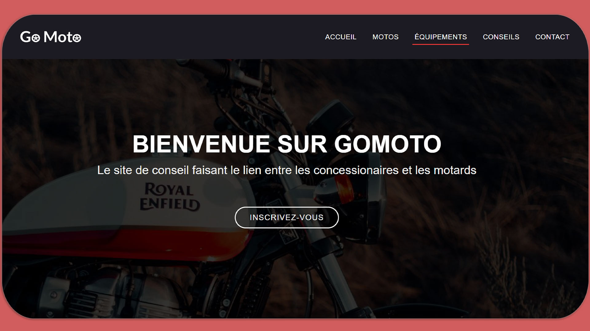 Bannière site web moto Bootstrap - Pierre Fayard