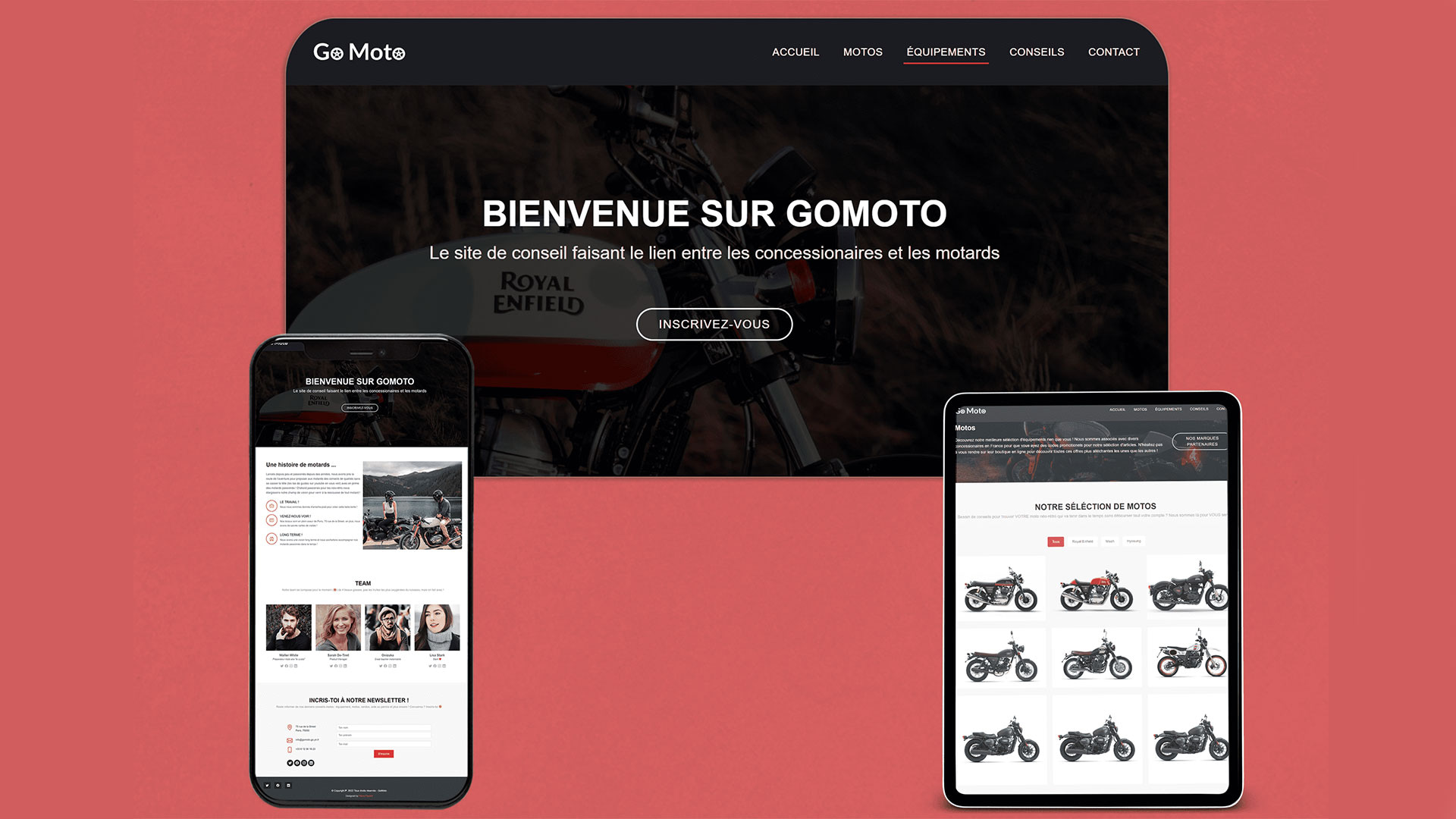 Mockup création site web moto Bootstrap - Pierre Fayard
