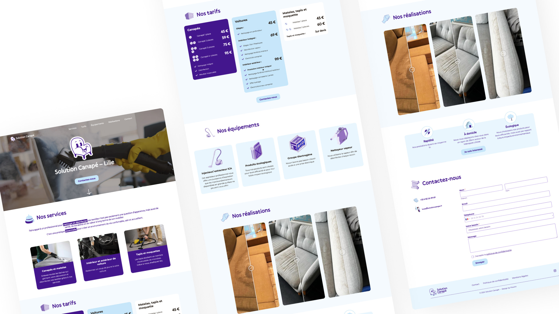 Page entiere du travail de design et d'intégration du site Solution Canape par Pierre Fayard