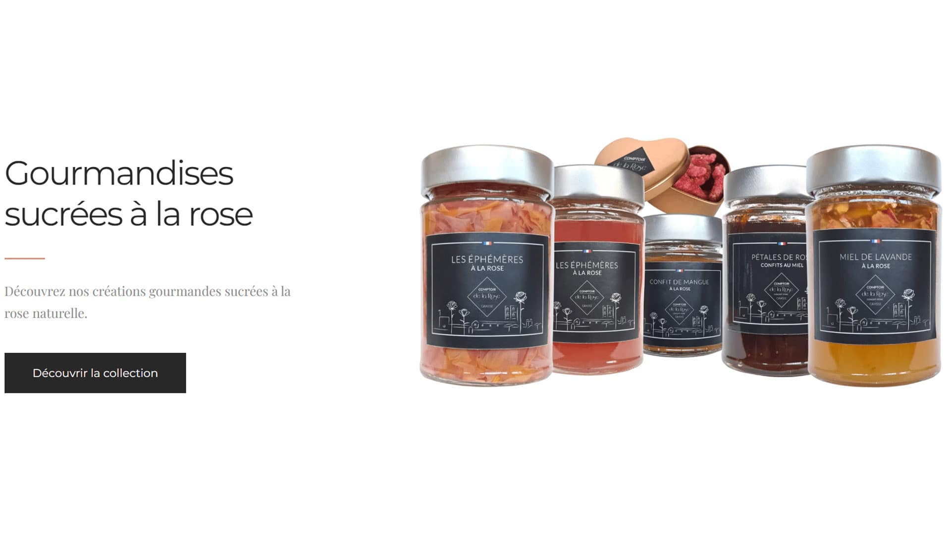 Bannière homepage Gourmandises sucrées à la rose du Comptoir de la Rose par Pierre Fayard