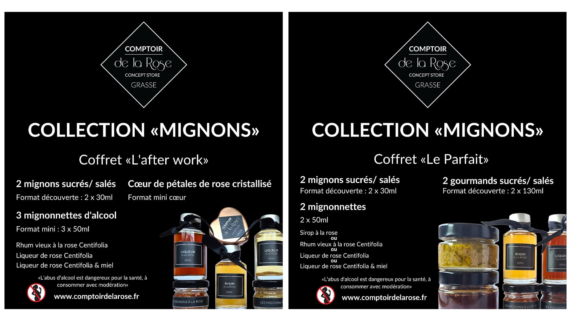 PLV explicatives pour les packagings produits des coffrets du Comptoir de la Rose par Pierre Fayard