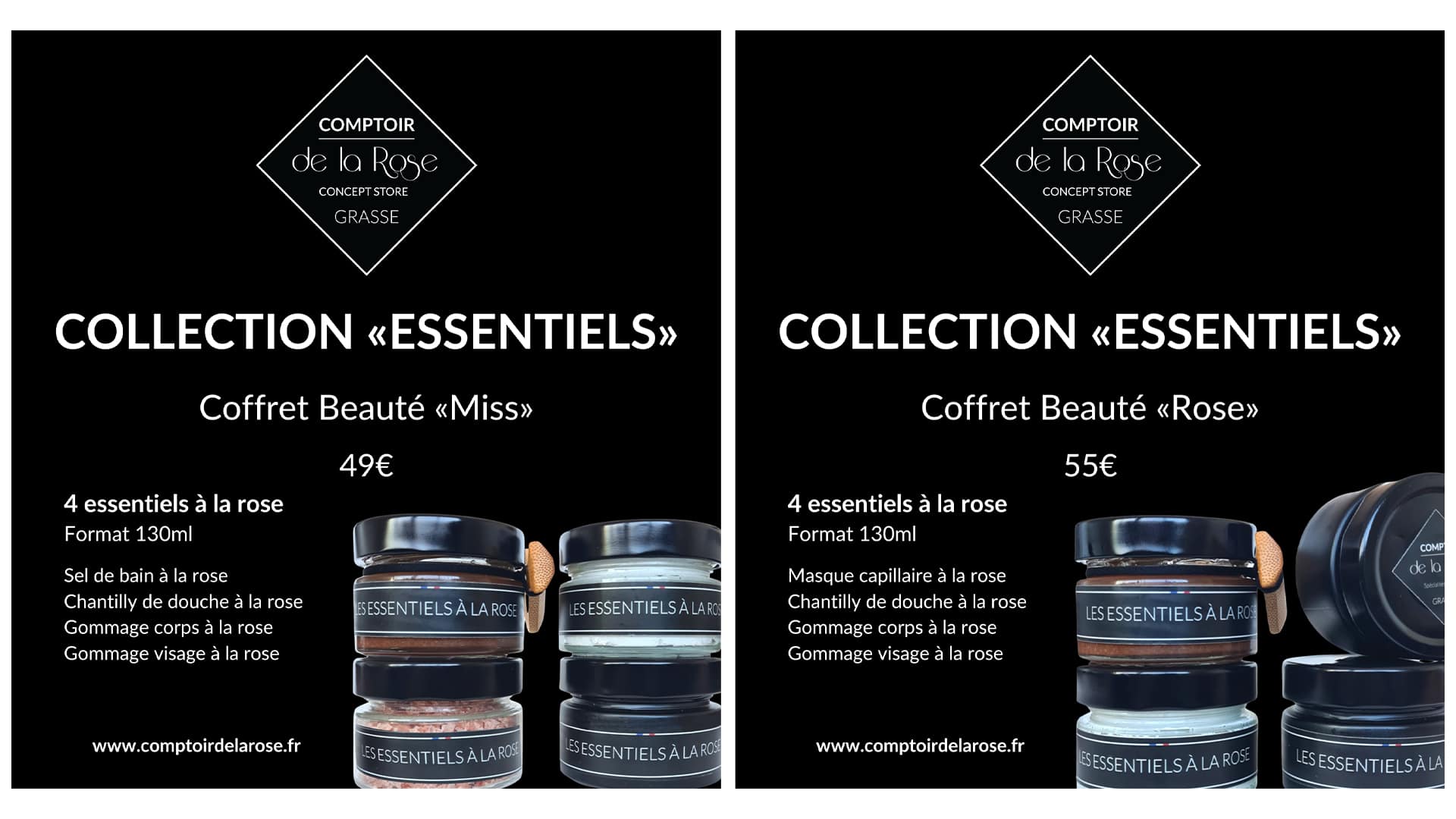 PLV explicatives pour les packagings produits des coffrets du Comptoir de la Rose par Pierre Fayard