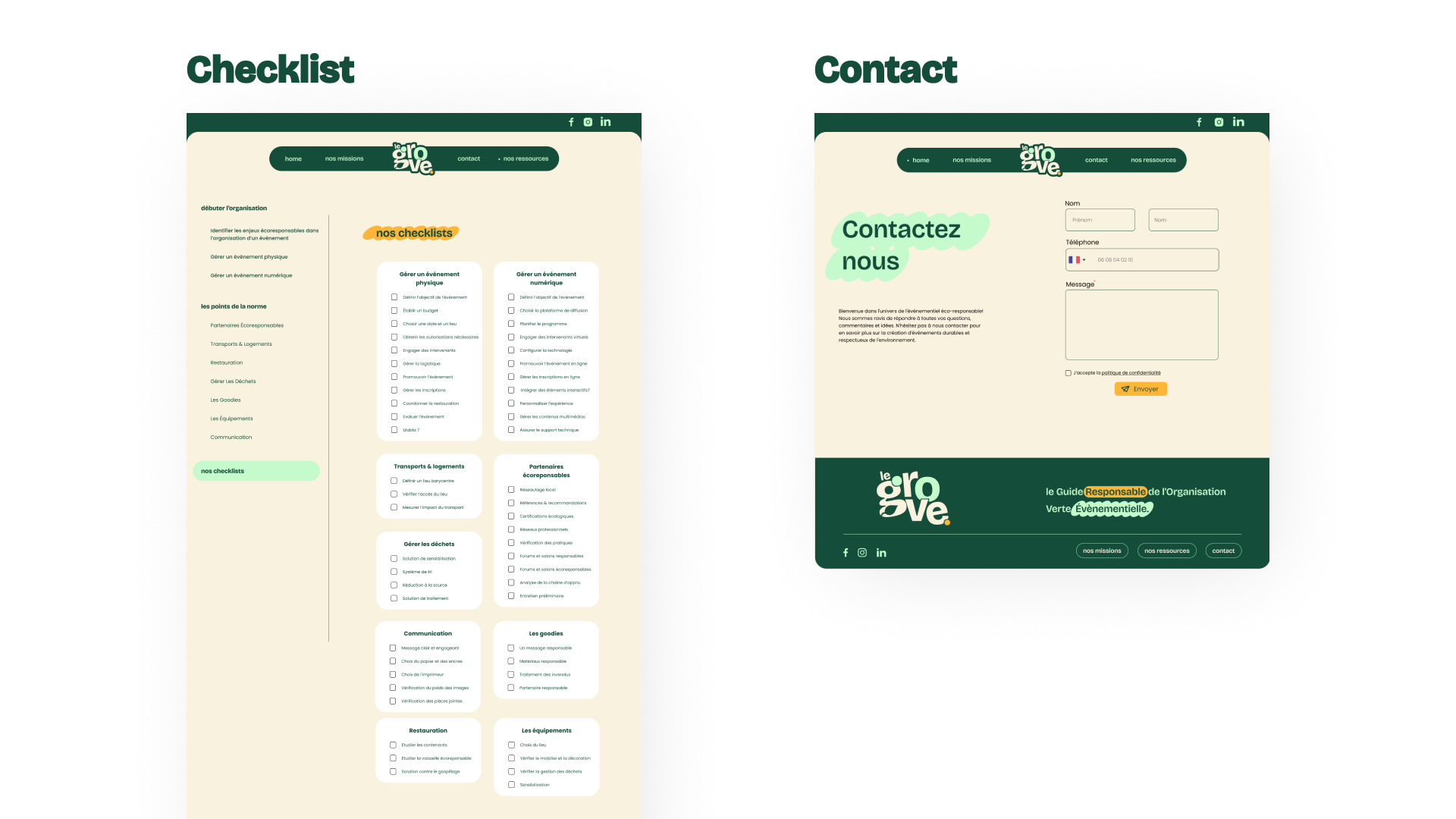 2 dernières pages du projet Le Grove au hackathon Reboot 2023 par Pierre Fayard