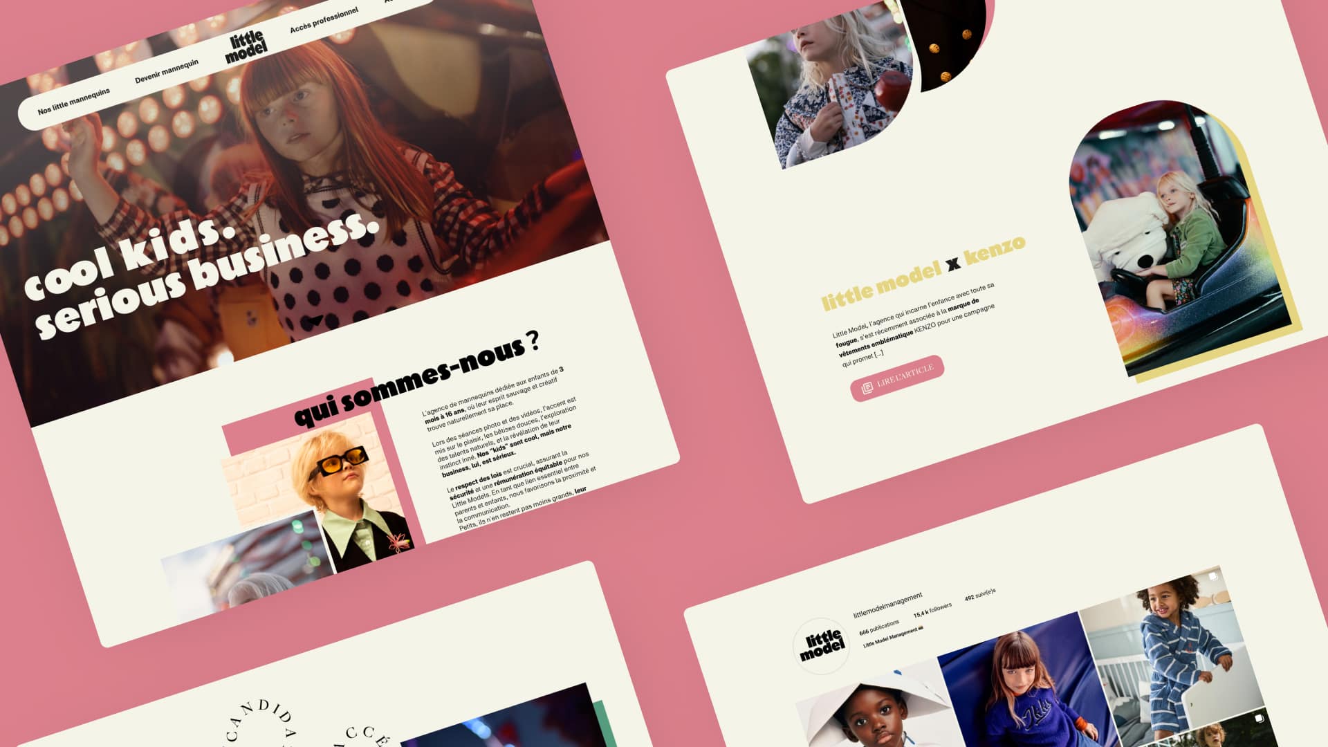 Slide 1 des blocs de pages des maquettes desktop de Little Model par Pierre Fayard