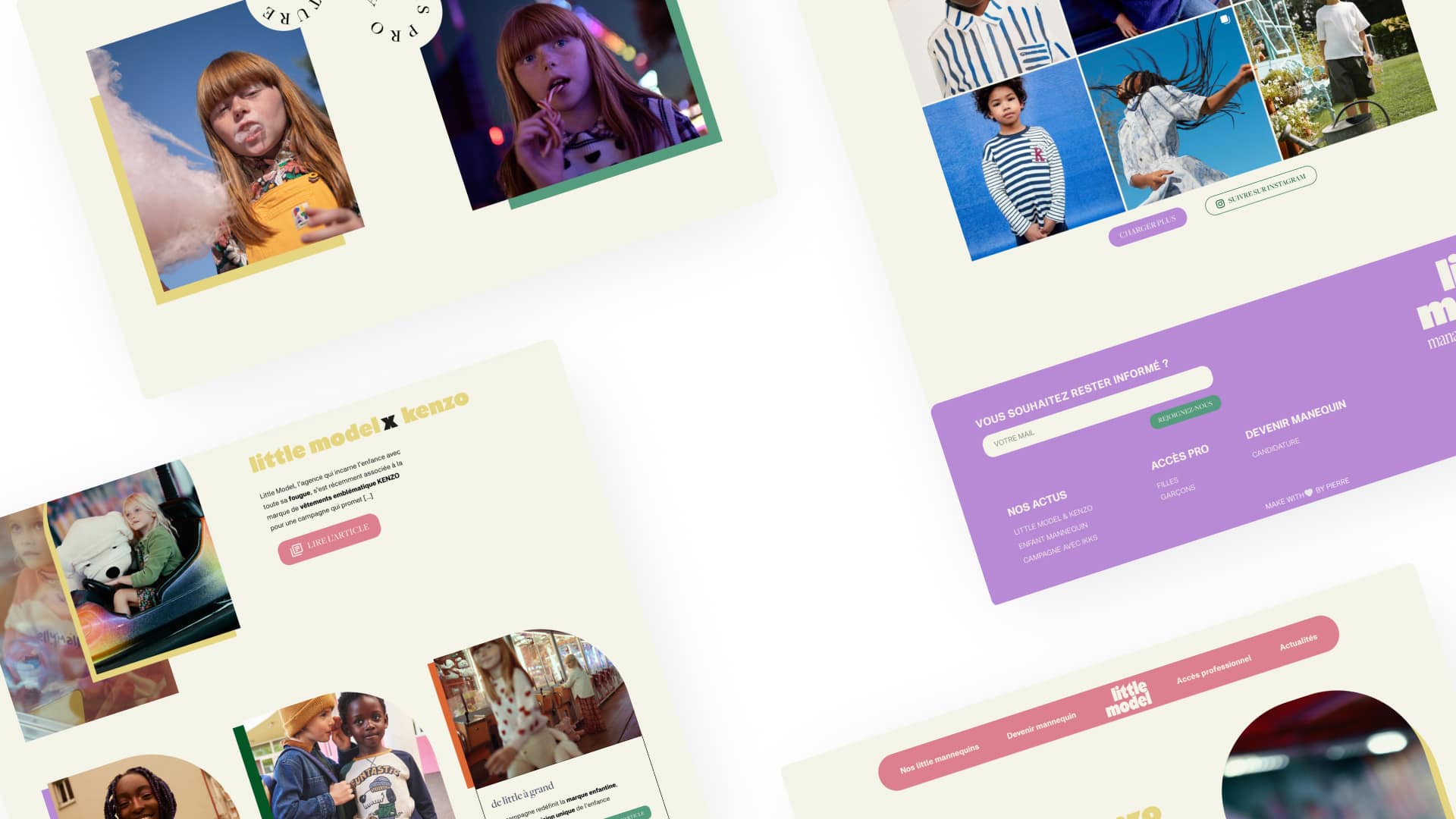 Slide 2 des blocs de pages des maquettes desktop de Little Model par Pierre Fayard